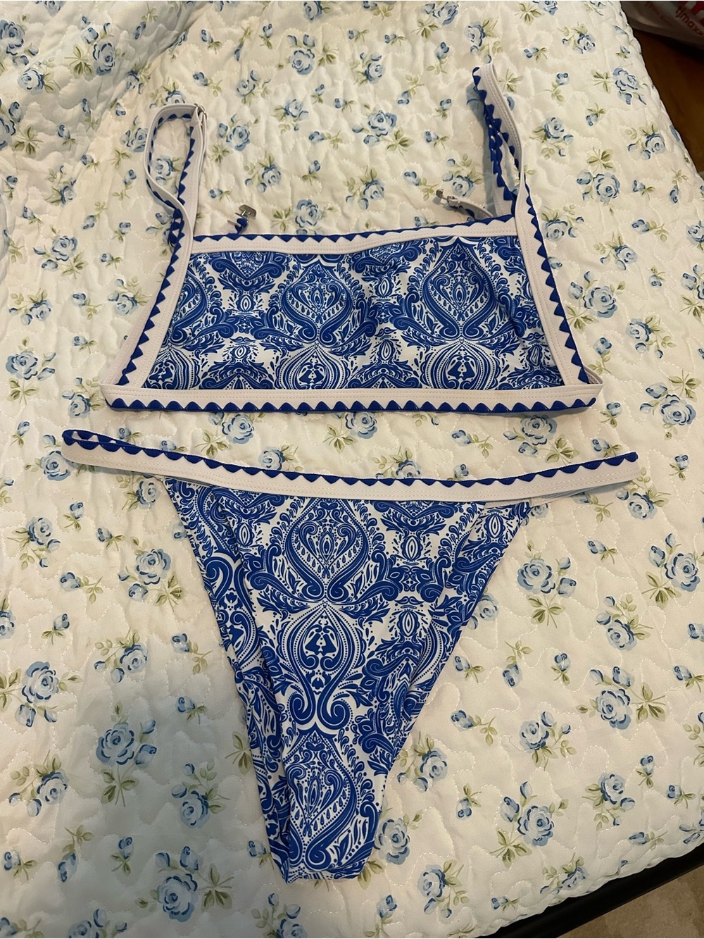 Blue Paisley Two-Piece Bikini Set